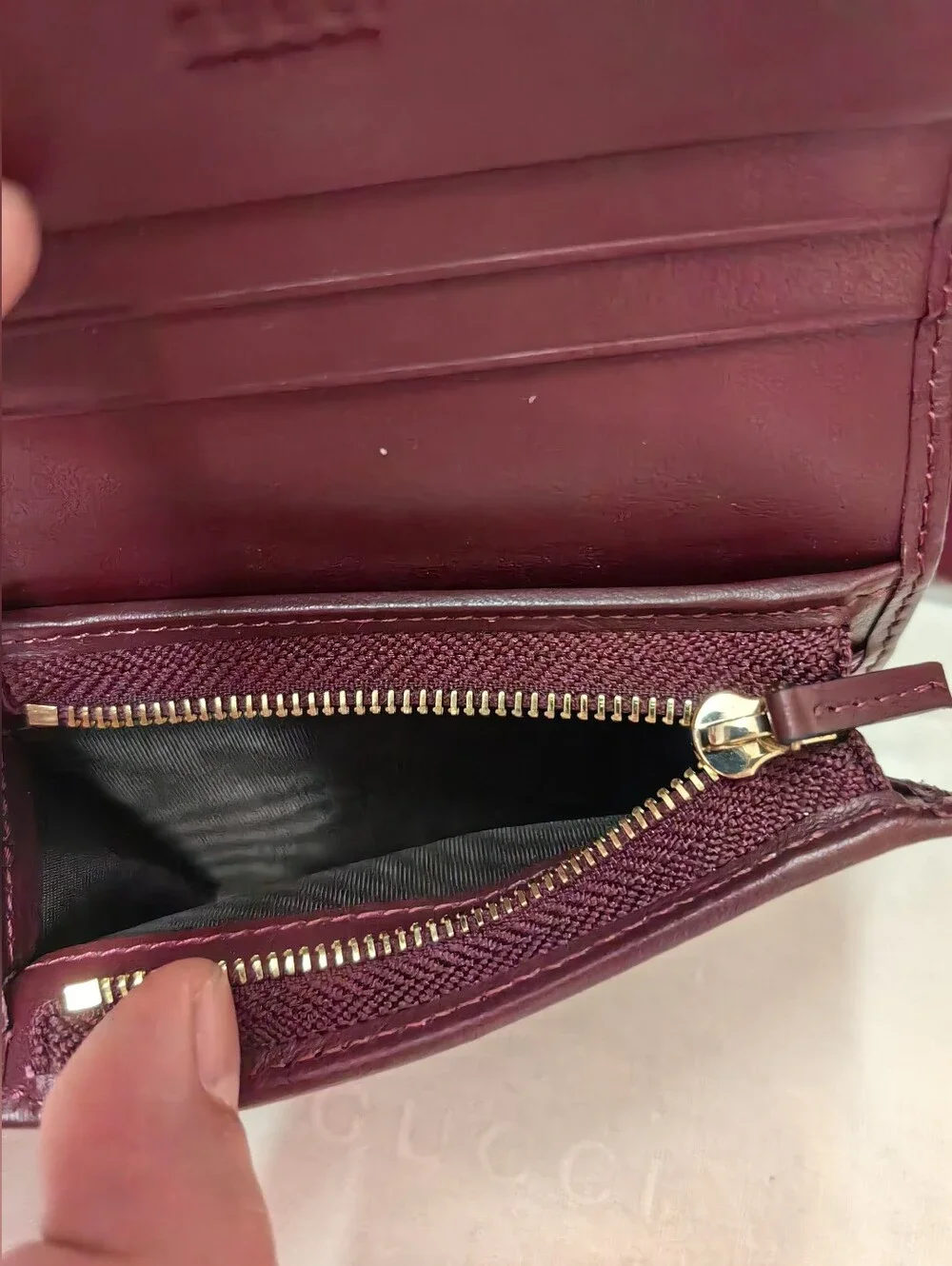 Gucci Marmont Quilted Leather Card Case Wallet in Burgundy